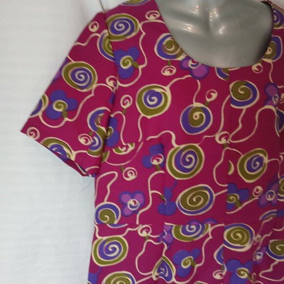 Vintage Handmade Dress Size XL Purple 1960s Retro Floral Psychedelic Swirl - Picture 7 of 12